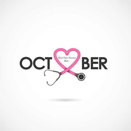 Breast cancer awareness month icon. Realistic pink ribbon vector illustrationのイラスト素材
