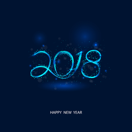 Happy New Year 2018 background.Colorful greeting card design.Vector illustration for holiday design. Party poster, greeting card, banner or invitation template.のイラスト素材
