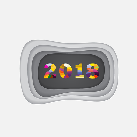 Happy New Year 2018 background.Colorful greeting card design.Vector illustration for holiday design. Party poster, greeting card, banner or invitation template.のイラスト素材