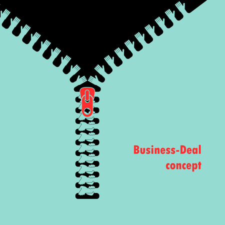 Zipper symbol and connected hands businessman agreement on background.Hands connecting sign.Successful transaction.Partnership and teamwork.Business deal and agreement concept.Vector illustrationのイラスト素材