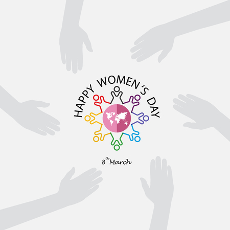 Creative 8 March logo vector design with international women's day icon.のイラスト素材