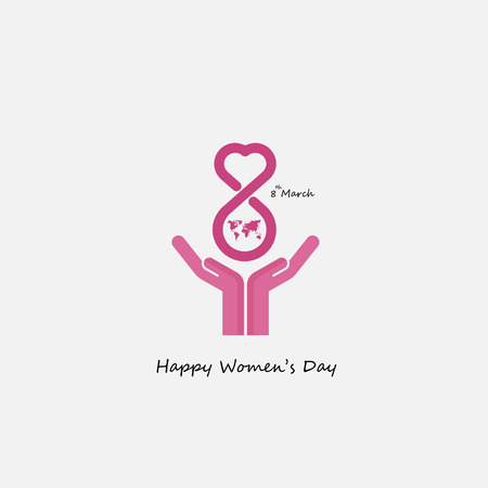 Creative 8 March logo vector design with international women's day icon.のイラスト素材