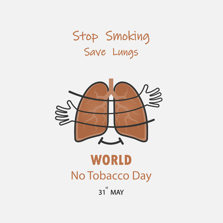 Lung cute cartoon character and Stop Smokingのイラスト素材