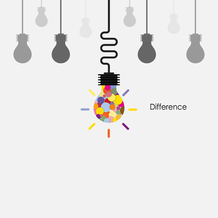 Creative light bulbs vector  design template and Difference concept.Business,Education and Industrial idea. Vector illustrationのイラスト素材