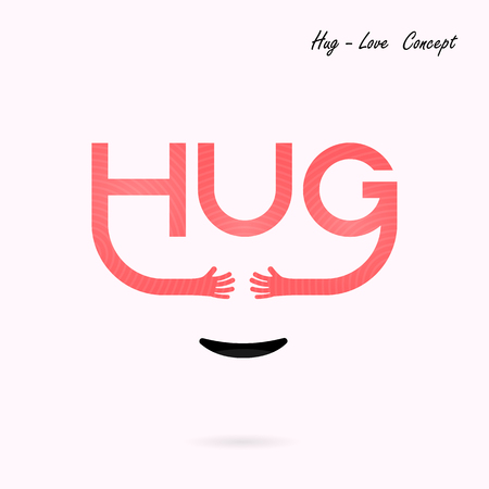 "HUG" typographical and Hand icon.のイラスト素材
