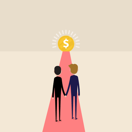 Businessman entering an open money door.のイラスト素材