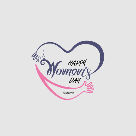 Heart logo and Pink Happy International Women's Day Typographical Design Elements.のイラスト素材