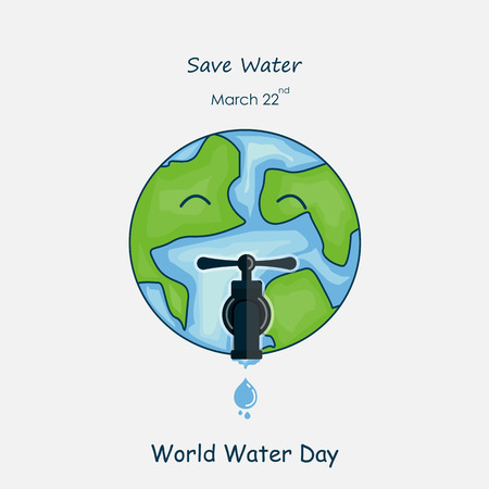 The Globe,Water drop and water tap icon.The globe icon vector logo design template.World Water Day icon.World Water Day idea campaign concept for greeting card and poster.Vector illustrationのイラスト素材