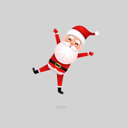 Funny happy Santa Claus character on background. Merry Christmas and Happy New Year. Holiday greeting card. Lifestyle and Holiday concepts.Vector design illustrations.のイラスト素材