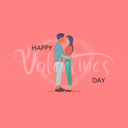 Man & Women icon.Romantic couple with hearts shape.Happy Valentines Day 14 February illustration.Romantic happy loving couple.Valentine's Day, love & relationships.Happy Valentines Day vector illustration.のイラスト素材