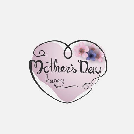 Happy Mother's Day Calligraphy Background with Heart Shape .Happy Mother's Day Typographical Design Elements.Flat vector illustrationのイラスト素材