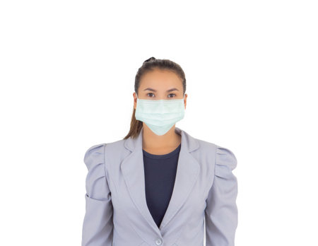 Wearing a dust mask.の写真素材