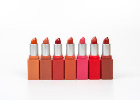 Colorful lipsticks on Makeup tableの写真素材