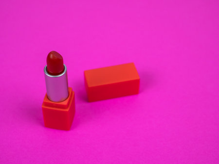 Colorful lipsticks on Makeup tableの写真素材