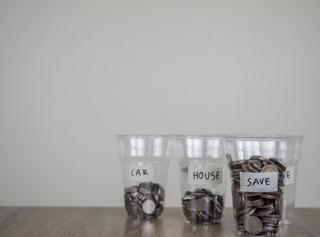 save money for investment concept money in the glass with filter effect retro vintage styleの写真素材