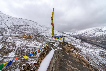 Winter Spiti - Dhankarの写真素材
