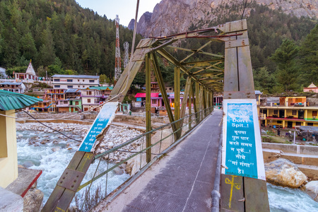 Bridge on Ganga River in Gangotri - Uttrakhandのeditorial素材