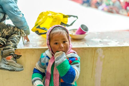 Spiti, Himachal Pradesh, India - March 24, 2019 : Photo of girl in spiti valleyのeditorial素材