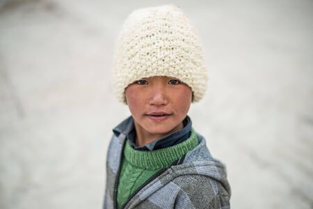 Spiti, Himachal Pradesh, India - March 24, 2019 : Photo of himalayan kids in spiti valleyのeditorial素材