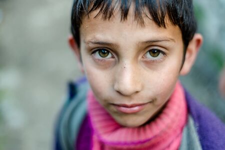Kullu, Himachal Pradesh, India - August 04, 2018 : Photo of A Himalayan Boy in Himalayas - Indiaのeditorial素材