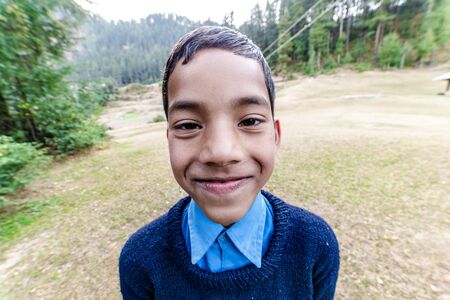 Kullu, Himachal Pradesh, India - November 30, 2018 : Photo of A Himalayan Boy in Himalayas - Indiaのeditorial素材