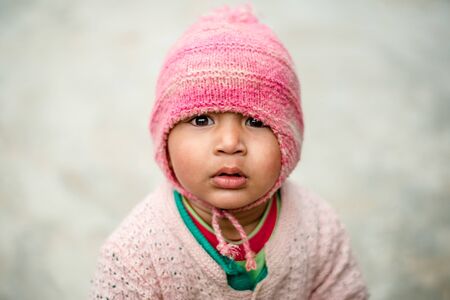 Kullu, Himachal Pradesh, India - February 05, 2019 : Photo of A Himalayan Boy in Himalayas - Indiaのeditorial素材
