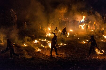 Kullu, Himachal Pradesh, India - December 07, 2018 : Diwali celebration in local style in himalayas - Traditional Diwali in Indiaのeditorial素材