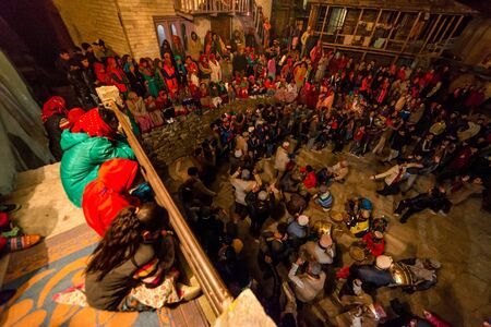 Kullu, Himachal Pradesh, India - December 07, 2018 : Local Traditional Dance in himalayas - Indiaのeditorial素材