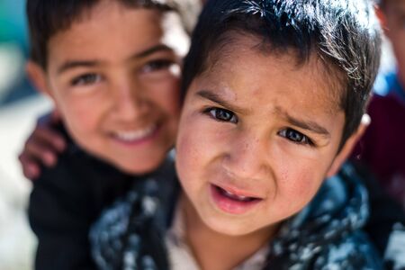Kullu, Himachal Pradesh, India - December 08 2018 : Photo of himalayan kids in mountain, Himalayan...
