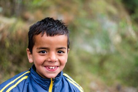 Kullu, Himachal Pradesh, India - December 21, 2018 : Portrait of himalayan kids in mountain, Himalayan peopleのeditorial素材