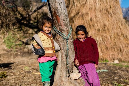 Kullu, Himachal Pradesh, India - January 17, 2019 : Portrait of Girl in mountain Himalayan peopleのeditorial素材