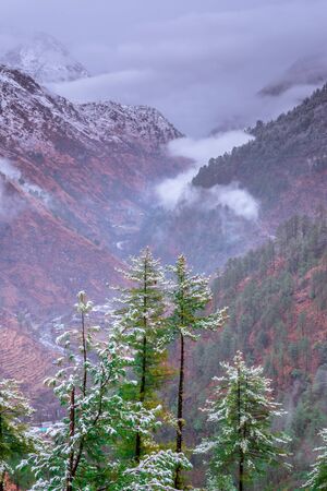 Photo of snow covered landscape in himalyasのeditorial素材