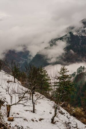 Photo of snow covered landscape in himalyasのeditorial素材