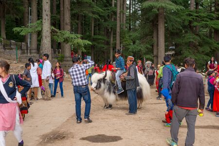 Manali, Himachal Pradesh, India - May 27, 2019 : Tourists are enjoying at hidimba templeのeditorial素材