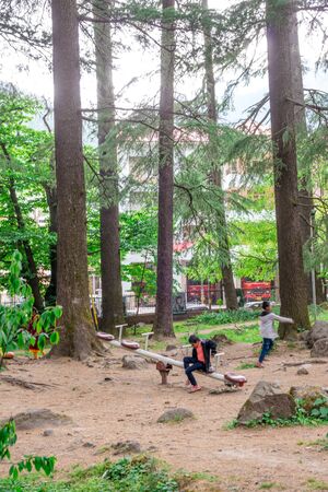 Manali, Himachal Pradesh, India - May 07, 2019 : Photo of Tourist enjoying in van vihar national park in himalayasのeditorial素材