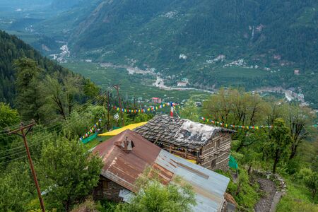 Old wooden house in manali in himalayas -の写真素材