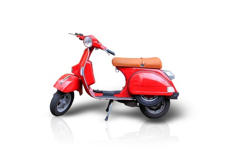 Photo of red scooter on the white backgroundの写真素材
