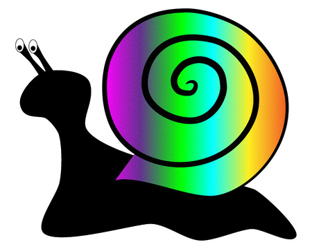 Vector picture of black snail with multi'colored shellのイラスト素材
