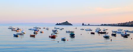 fishing boats in the seaの写真素材