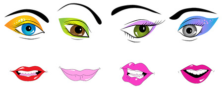 Picture of parts of face: eyes and lipsのイラスト素材