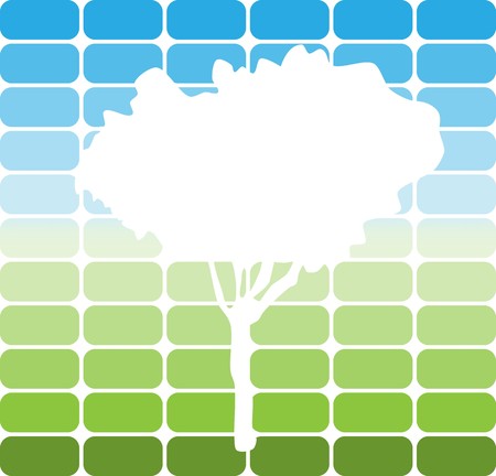 picture of green and blue background with silhouette of tree のイラスト素材