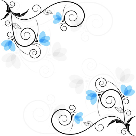 Vector picture of black and blue floral bizarre backgroundのイラスト素材