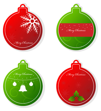 Set of vector christmas red and green tagsのイラスト素材