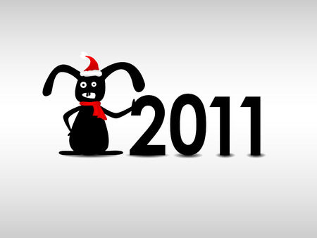 New Year's Eve greeting card with rabbitのイラスト素材