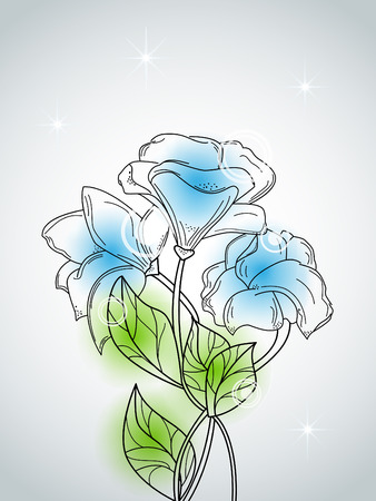 Vector picture with blue flowersのイラスト素材