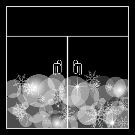 Vector black window with snow and lightのイラスト素材