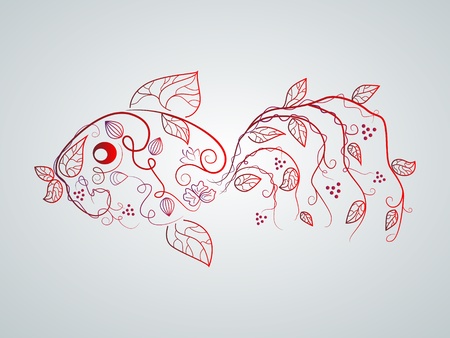 Vector picture with bizarre fishのイラスト素材