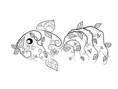 Vector picture with bizarre fishのイラスト素材