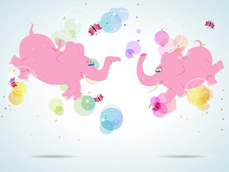  picture with pink flying elephantsのイラスト素材