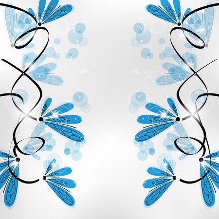 Vector picture with blue flowers and space for your textのイラスト素材